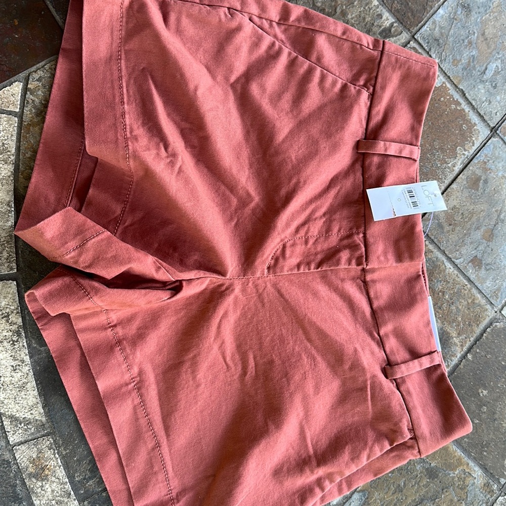 LOFT riviera shorts 4” inseam size 0; a terracotta color